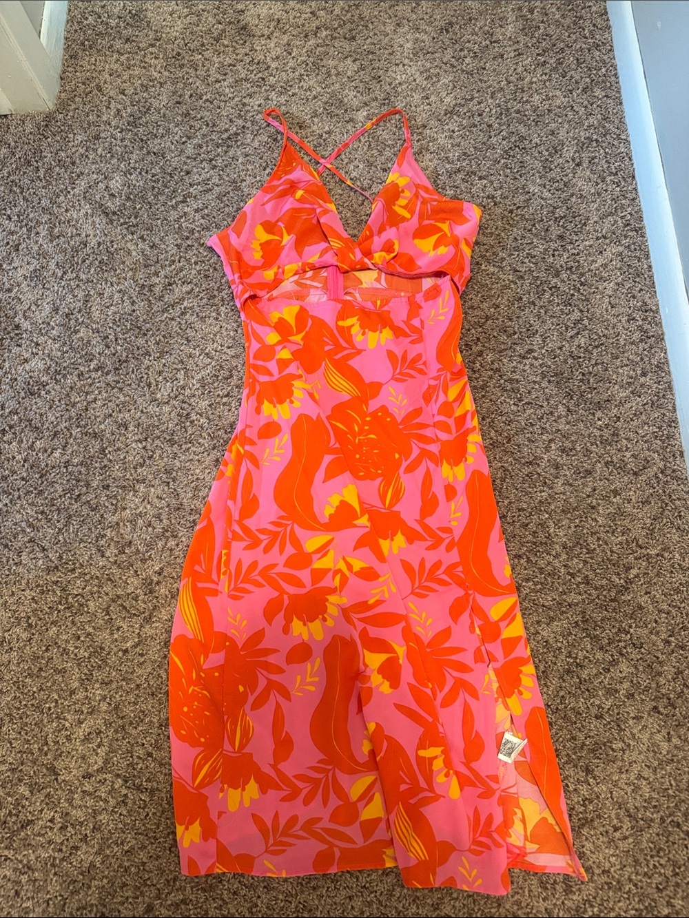 Women's Pink & Orange Floral Dress